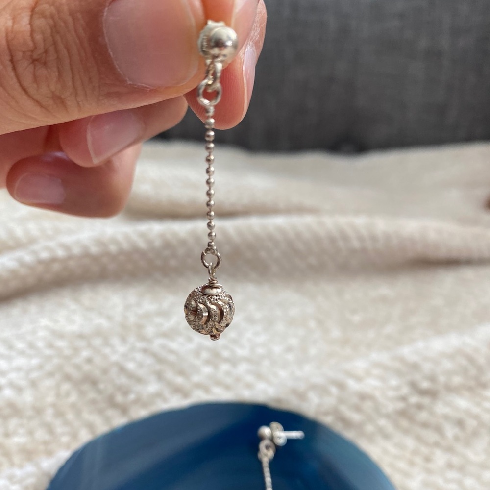 Solid Sterling Silver Drop Earrings - image 2